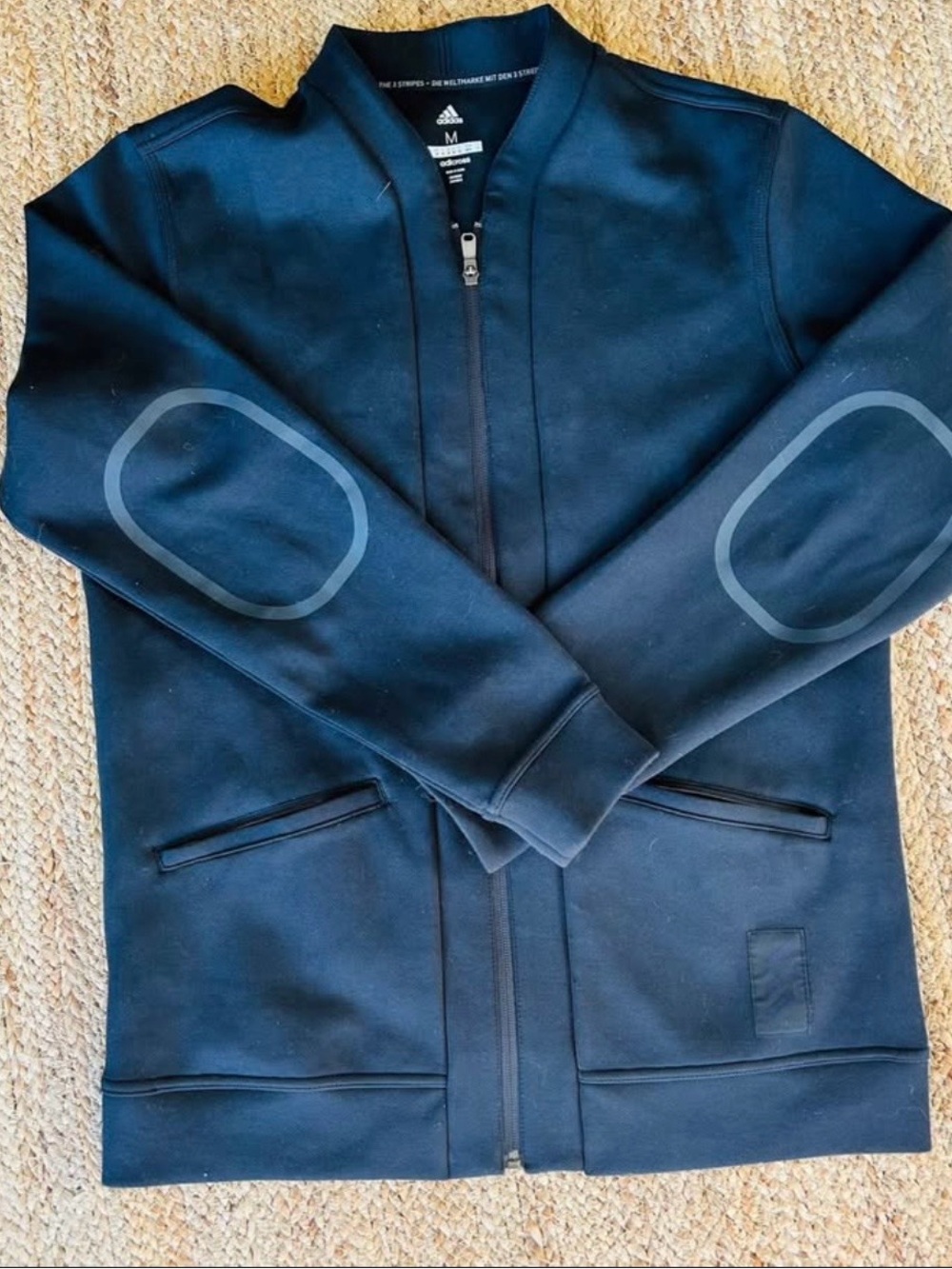 Adidas Black Bomber Jacket with Elbow Details